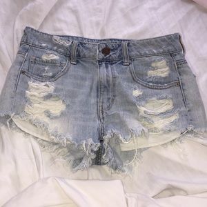 American Eagle Light wash distressed shorts